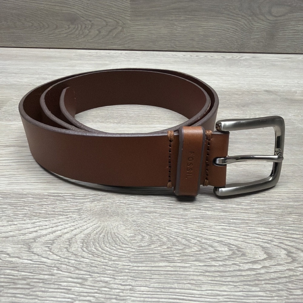 FOSSIL Men's Genuine Brown Leather Dress Belt Size 38 MB125222238 Very Nice
